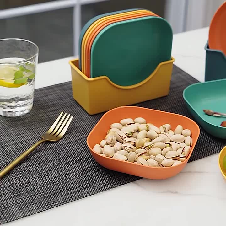 Aura 10-Pcs Square Plastic Plate Set