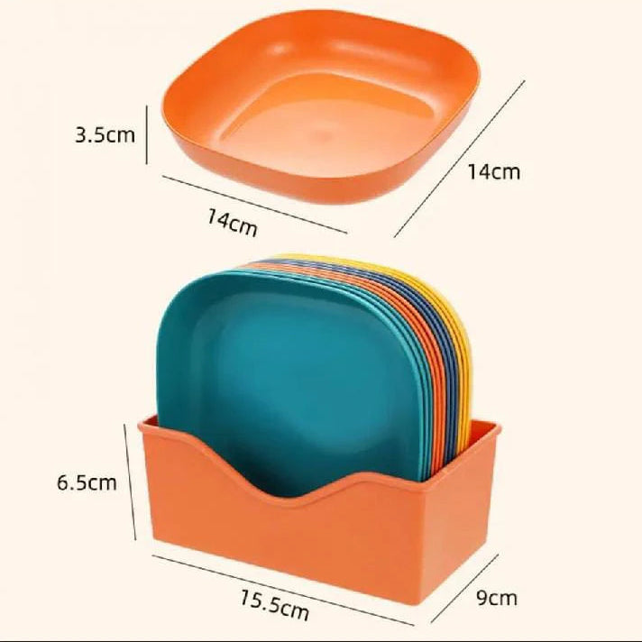 Aura 10-Pcs Square Plastic Plate Set