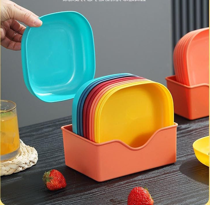 Aura 10-Pcs Square Plastic Plate Set