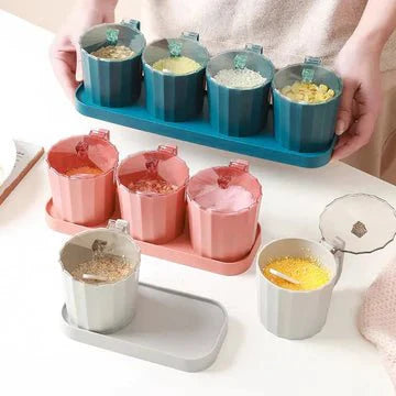 Multi Grid Kitchen Seasoning Set With Spoons - All-In-One Store